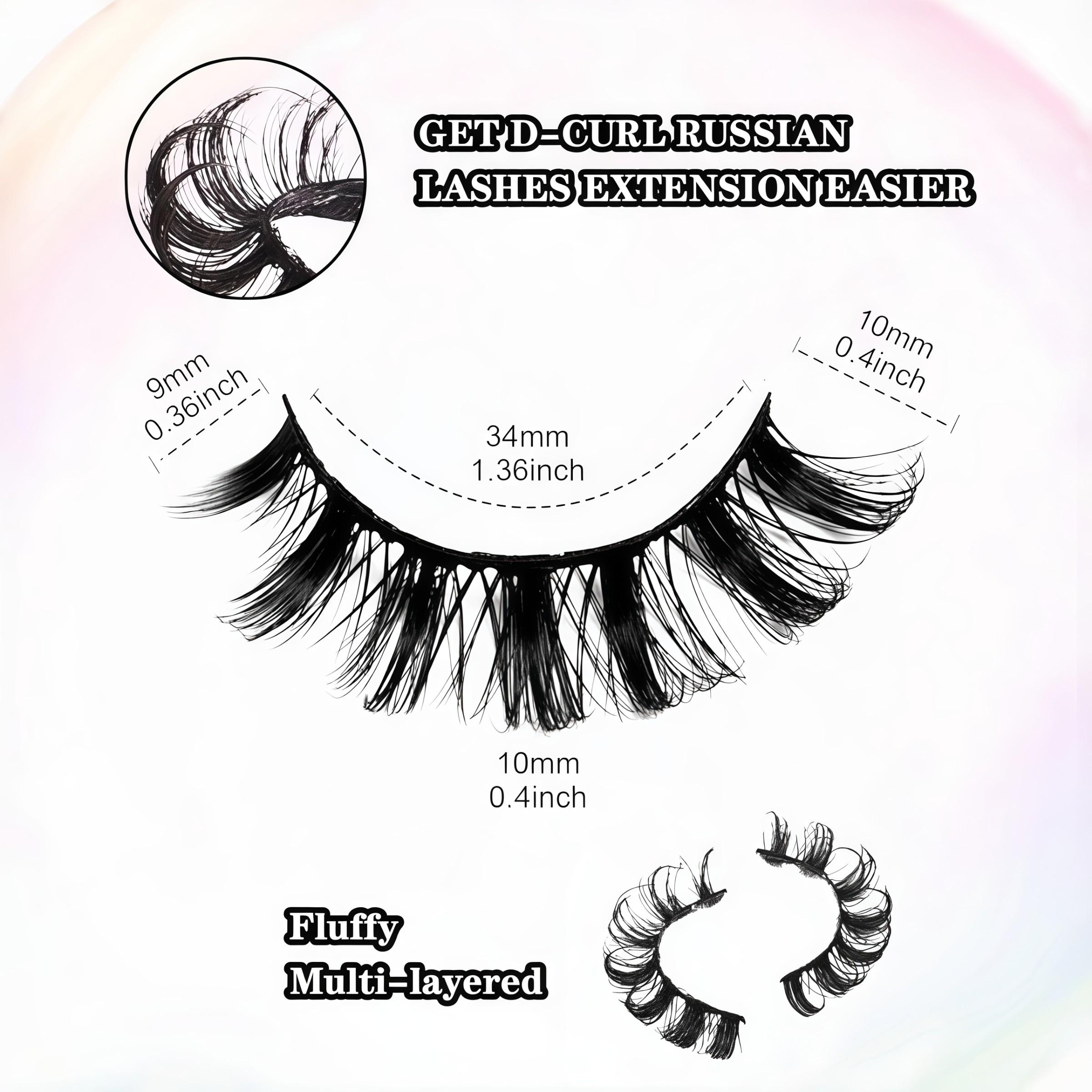 10 Pairs Russian Strip Lashes DD Curl Lashes 3D Eyelashes Reusable Fluffy False Lashes Russian Extensions