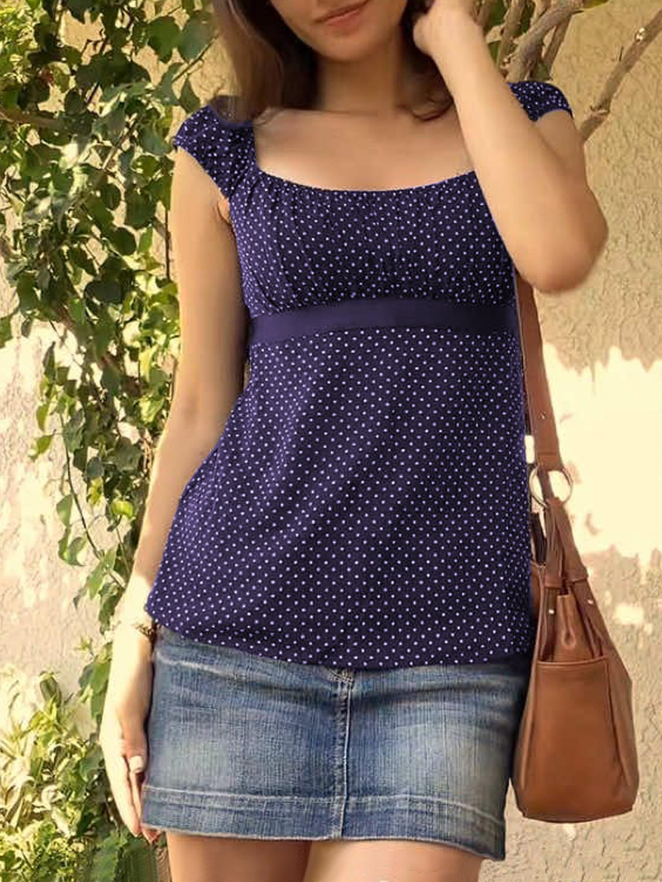 Polka Dot Square Neck Tie Top, French Vintage Style Slim Fit, Perfect for Daily and Dates, Women's Fashion