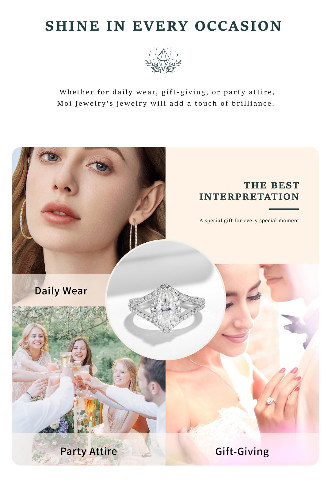 Mystical Horus Eye Design, Full Synthetic Moissanite Ring with Marquise & Round Cut, S925 Sterling Silver, Engagement Ring