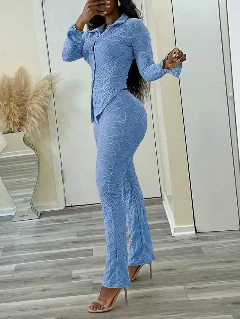 Sexy Knitted Long Sleeve Top & Tight Pants Set, Unique Fashionable for Parties, Casual Vacation Wear, Nightclub Style