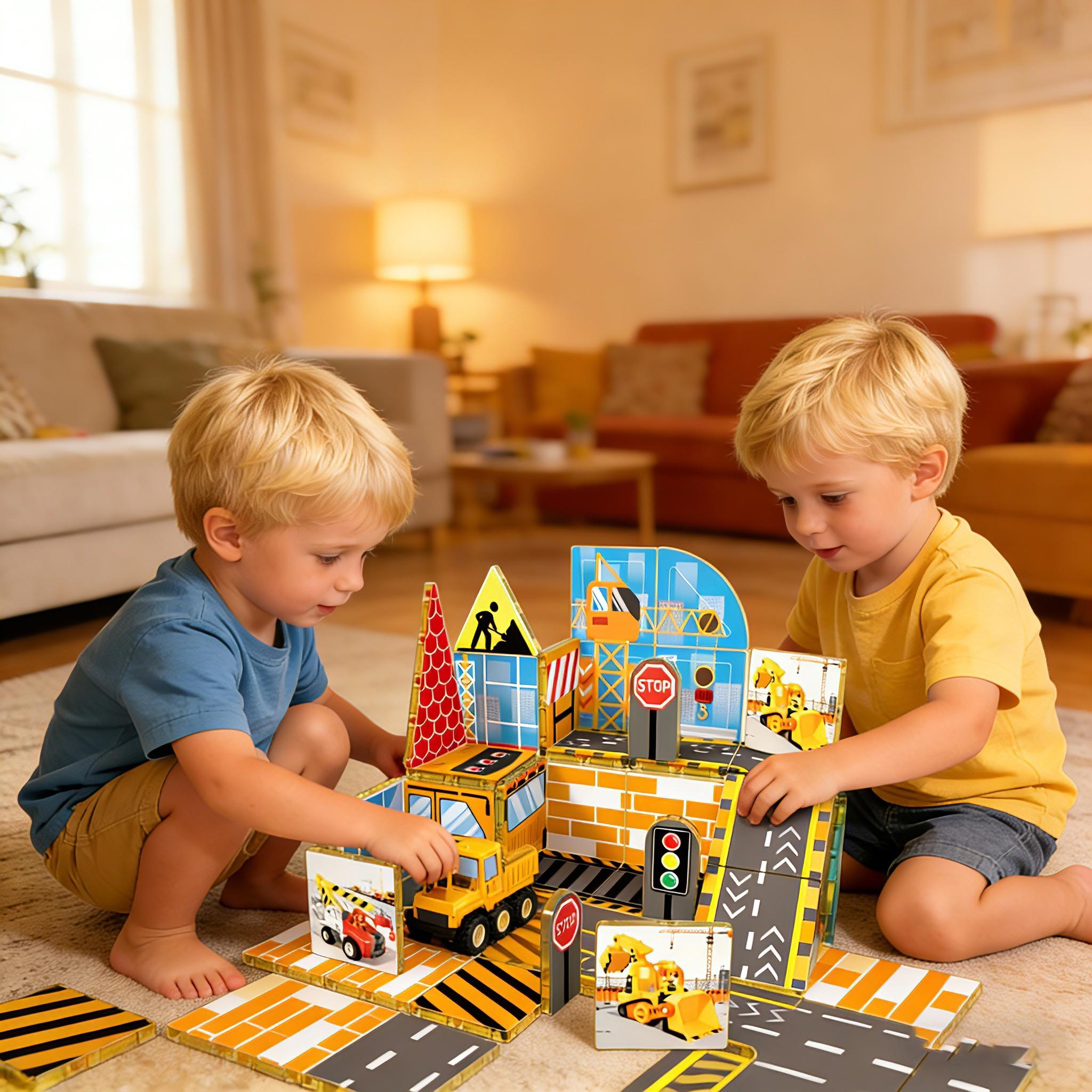 48pcs/52pcs Magnetic Tiles, Animal Farm Building Blocks, Stem Educational Toy, Creative Puzzle Board, Birthday Gift for Kids Ages 3-12