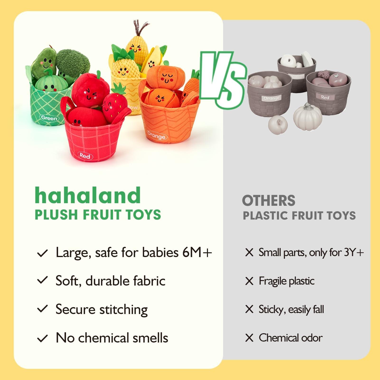 16pcs Montessori Fruit & Veggie Color Sorting Toys for Babies 6-12 Months, Sensory Educational Toys for Boys Girls, Easter Basket Stuffers