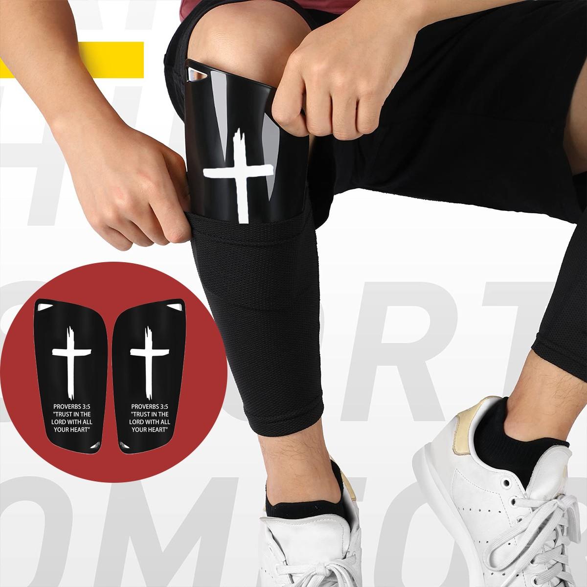 Bible Cross Leg Guards, High Elastic Buffer Material, Shock Absorption, Full Protection, Ergonomic Design, No Rubbing, Ideal for Soccer