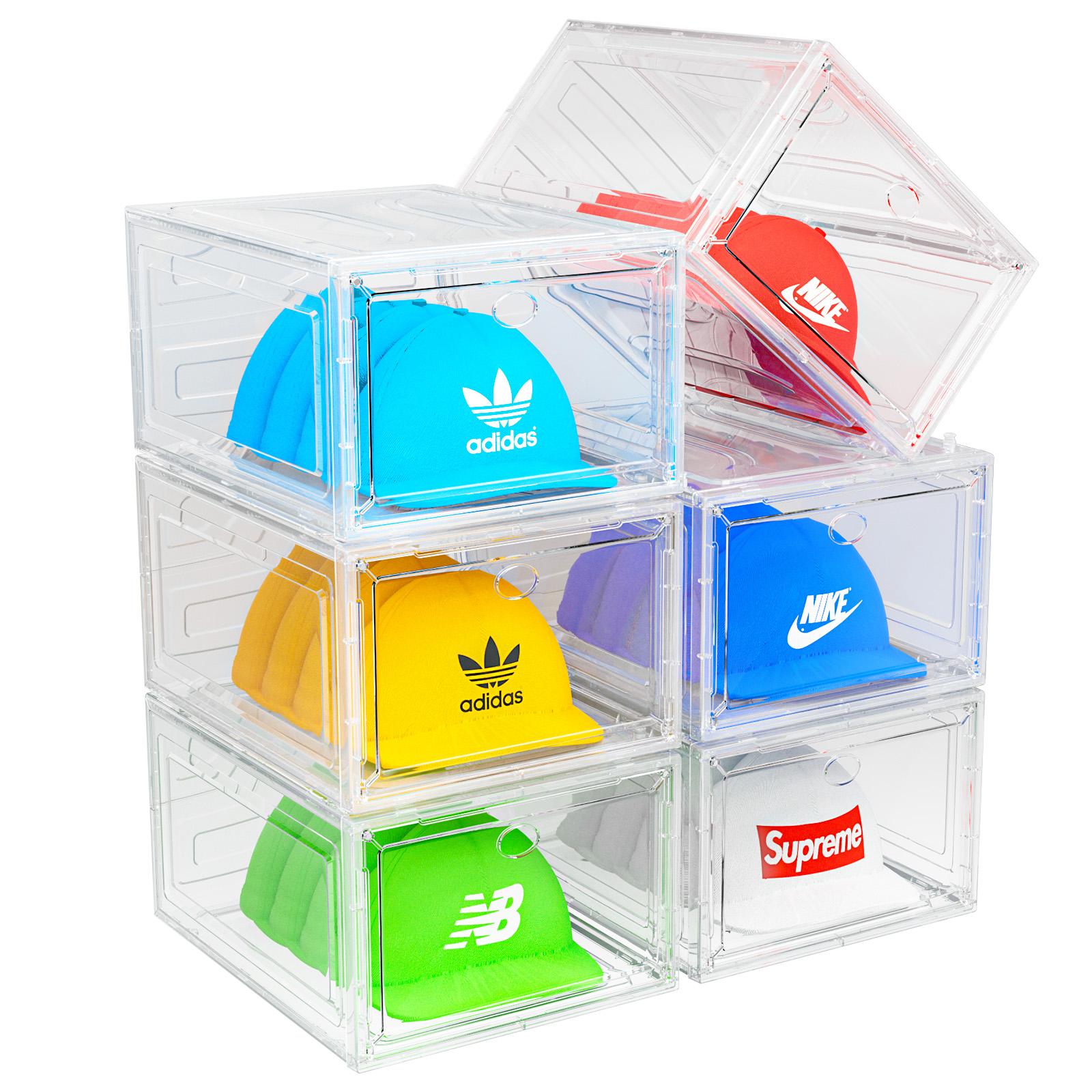 7CODE Hat Organizer Box, 6 Boxes for 40 Pack Hats, Upgrade Harder Solid Plastic Hat Organizer for Baseball Caps, Clear Hat Storage with Magnetic Door, Hat Rack, , Hat Case, , White 7CODE Hat Organizer Box, 6 Boxes for 40 Pack Hats, Upgrade Harder Solid Plastic Hat Organizer for Baseball Caps, Clear Hat Storage with Magnetic Door, Hat Rack, , Hat Case, , White