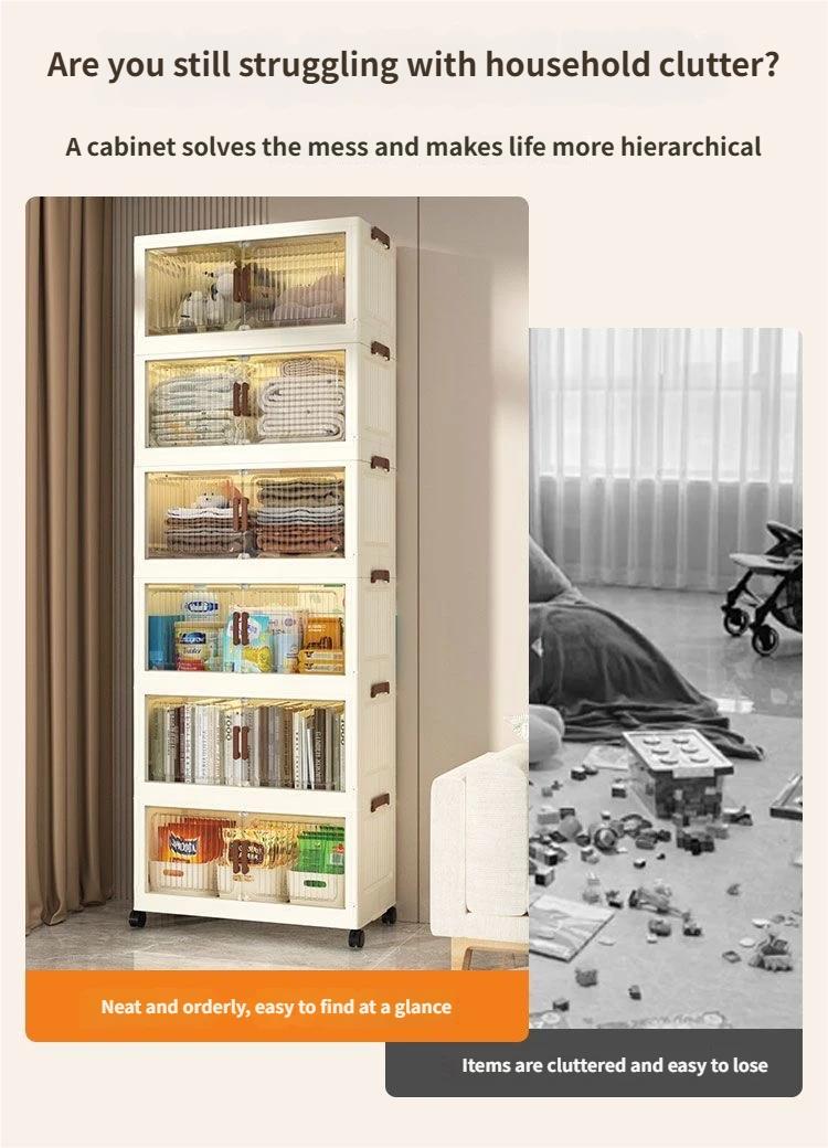 Foldable Storage Cabinet for Home Use, Wardrobe, Clothes Organizer, Toy Snack Display Rack, Multi-Purpose Storage Shelf
