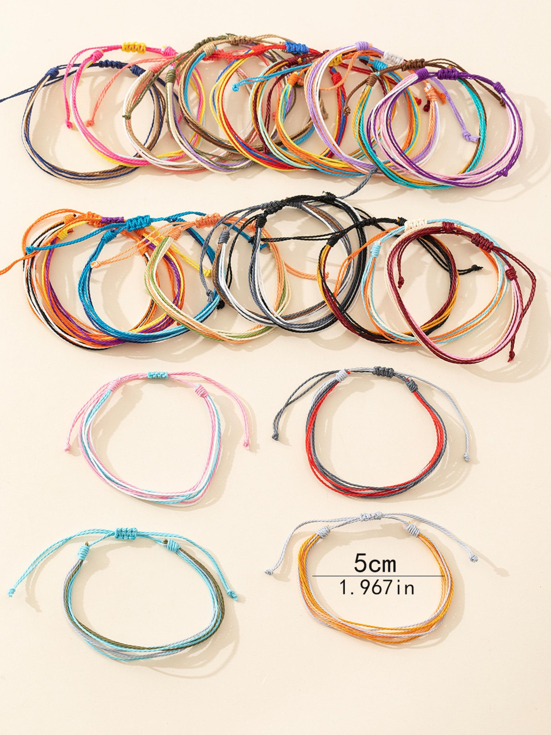 Handmade Assorted Color Braided String Bracelets, Multi-Hue Daily Wear Stackable Wristbands, Perfect Party/favor Gift Set