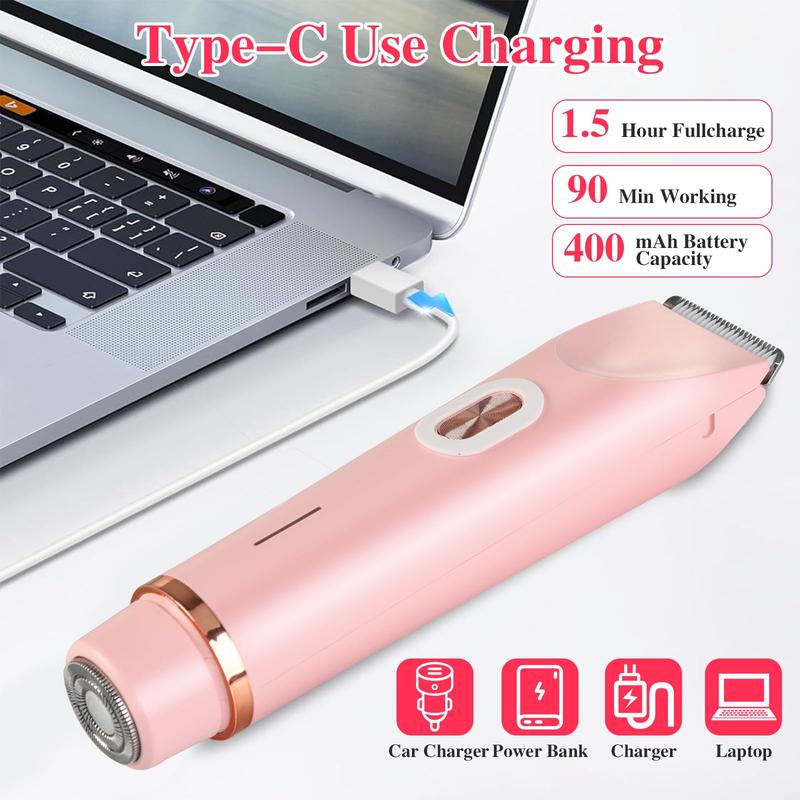 TazTir Bikini Trimmer for Women Rechargeable Lithium Battery USB Charging Multi-functional Bikini & Facial Trimmer Ideal for Arms Thighs & Full Body Perfect New Year's Gift