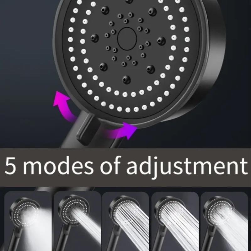 High Pressure Handheld Shower Head, 5 Modes, Sensitive Skin Friendly, Easy Installation, No Battery Needed, Modern Bathroom Accessory, Handheld Showerhead