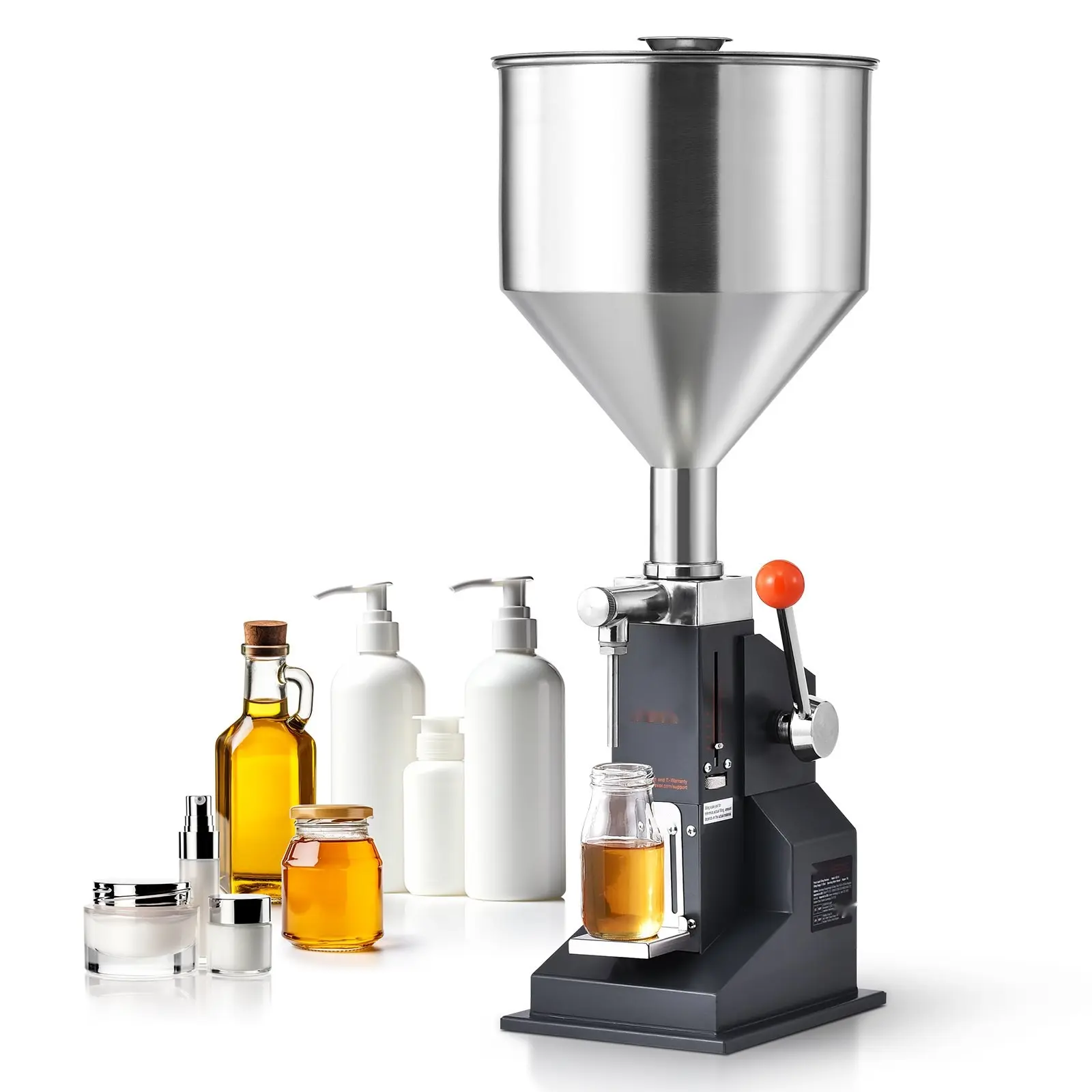 Manual Paste Liquid Filling Machine For 5-100ml Bottles, Adjustable Stainless Steel Bottle Filler With Hopper, Ideal For Milk, Water, Juice, Essential Oil, Shampoo, Cosmetic And Honey Production