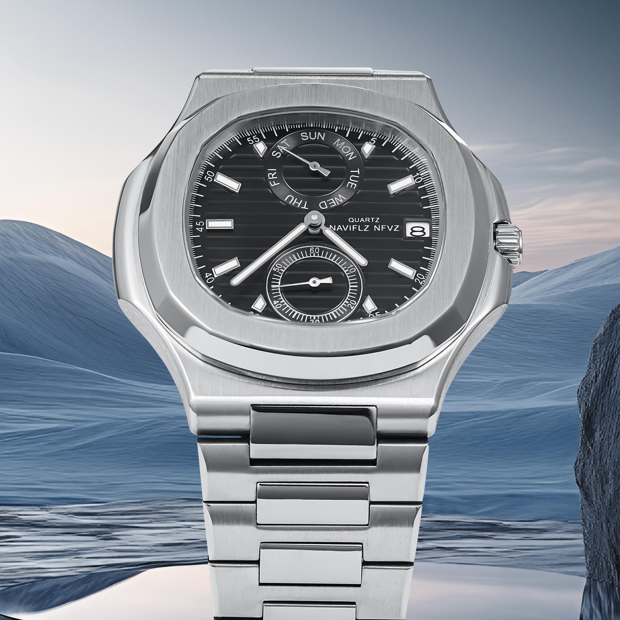 NAVIFLZ NFVZ  Luxury Men Wristwatch Business Waterproof Luminous Date Man Watch Stainless Steel Men's Quartz Watches Relogio Masculino