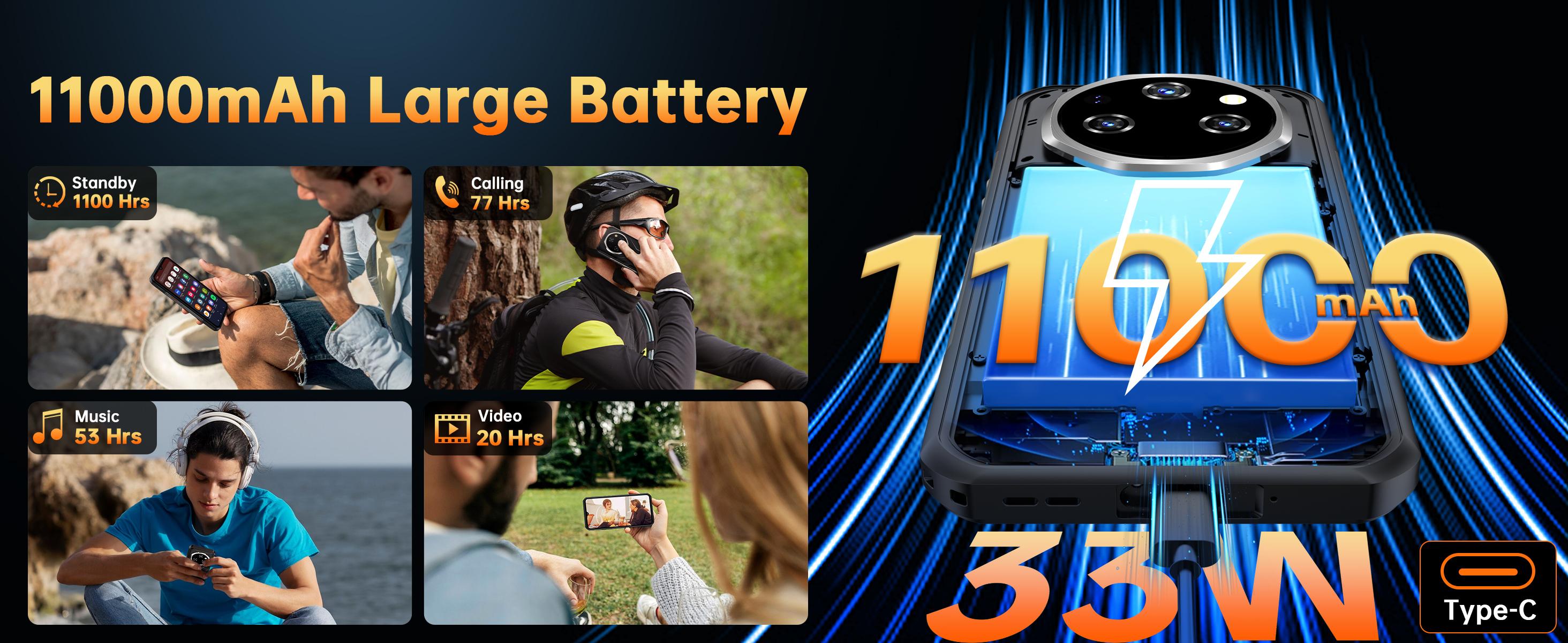 OUKITEL WP55 Pro 5G Rugged Smartphone Unlocked - 48GB+512GB/2TB Android 15 Rugged Cellphones, 6.6''FHD+Display 108MP Rear Camera 11000mAh(33w) Battery Waterproof Phone, IP68/IP69K/NFC/GPS/T-Mobile