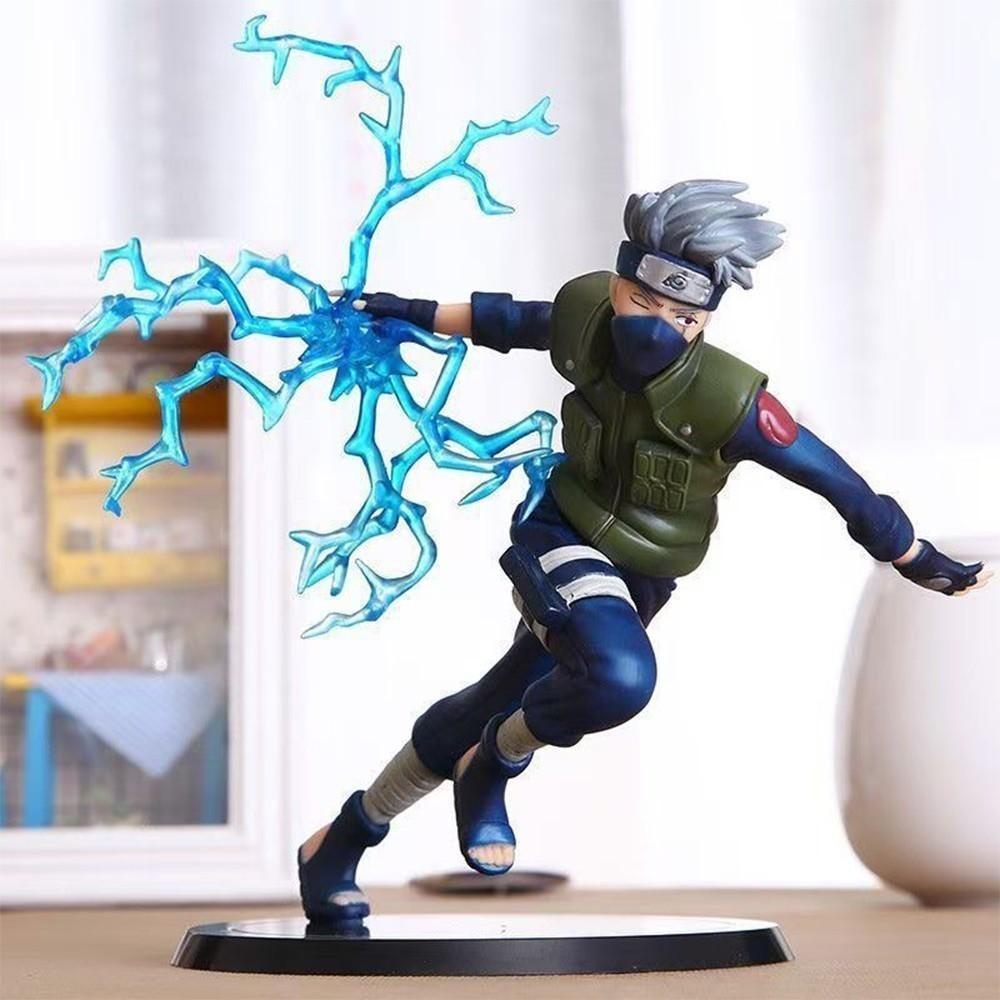 One Piece Naruto Kakashi Hatake Figure, Raikiri Lightning Effect Battle Form，Kakashi Collectible Statue, Copy Ninja Pose with Transparent Chidori Effects，Naruto Collectible for Fans & Display