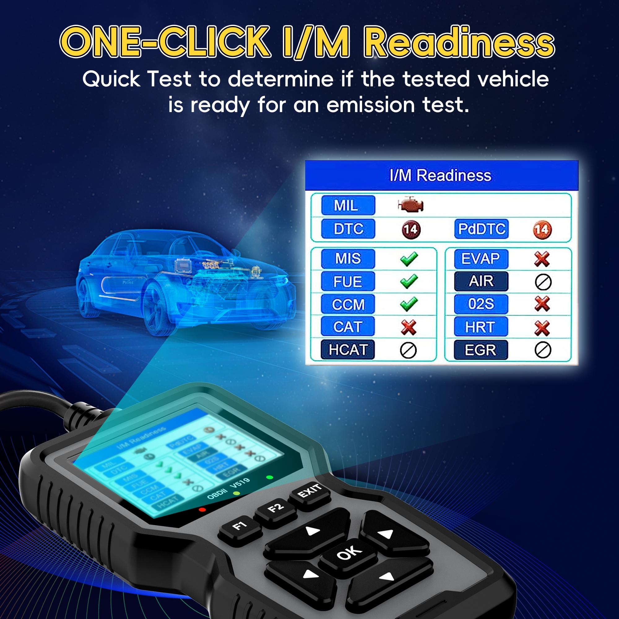 Obd2 Scanner Diagnostic Tool, Automotive Scan Tool, Engine Code Reader with Reset Function, I/m Preparation Test, Fits All Cars Made After 1996