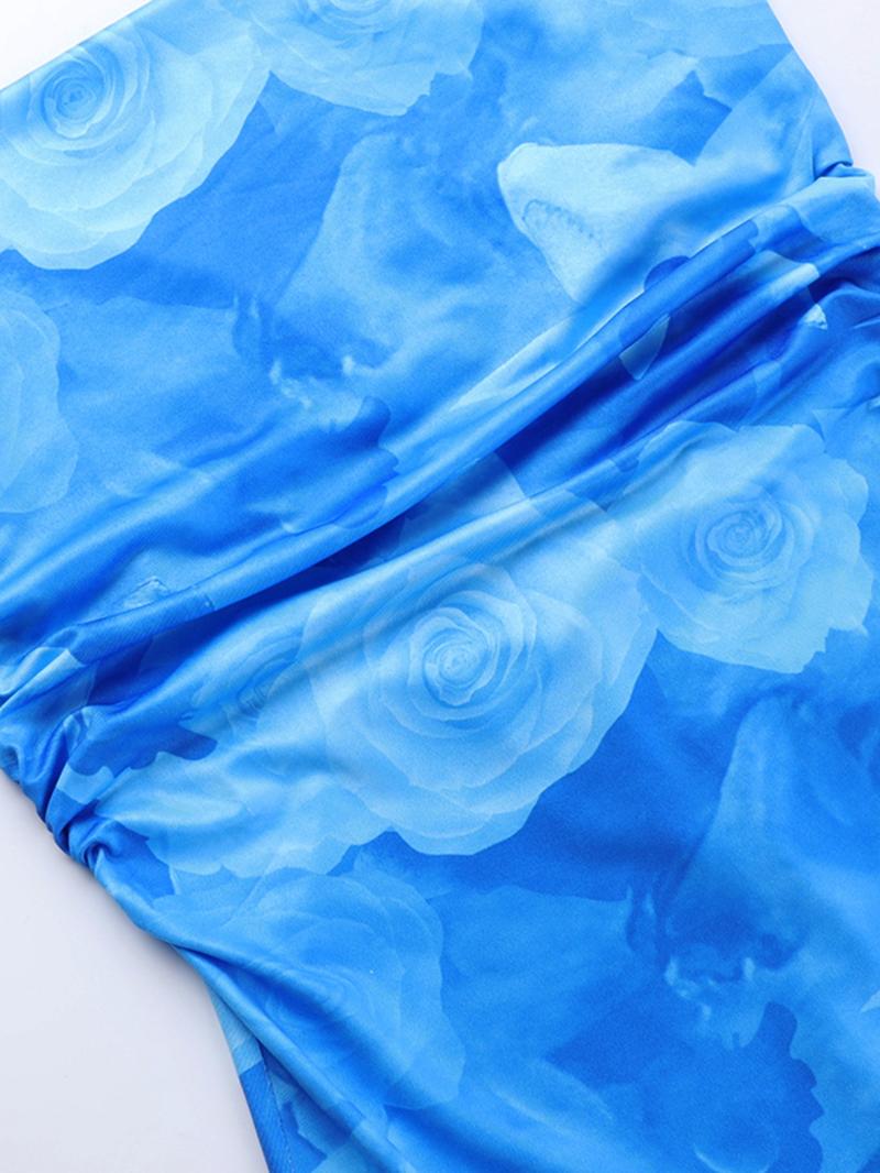 Women's Floral Print Lace Up Bodycon Cami Dress, Elegant Dresses, Adjustable Ruched Sleeveless Long Dress Ladies Clothes for Vacation Holiday Wedding Guest