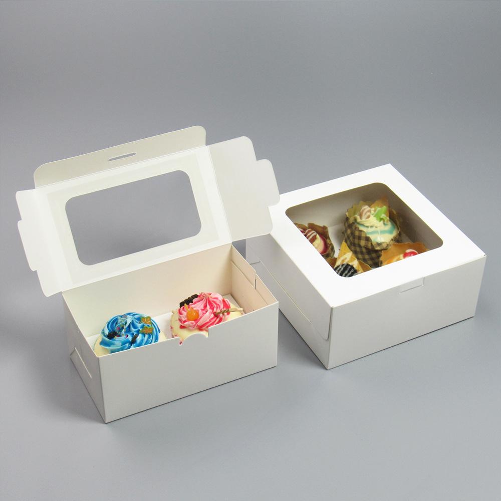 20/15/10/5/1pcs Minimalist White Paperboard Cupcake Packaging Boxes, 2/4/6 Pack Square Clear View Window Cupcake Holders.needoh.paper plates