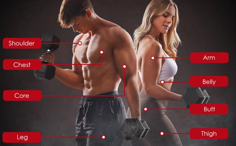 2pcs Dumbbells Rubber Coated Cast Iron Hex Black Dumbbell, Hexagonal Rubber-Coated Cast Iron Dumbbells, 40-75lb, Black,Father'sDayGift