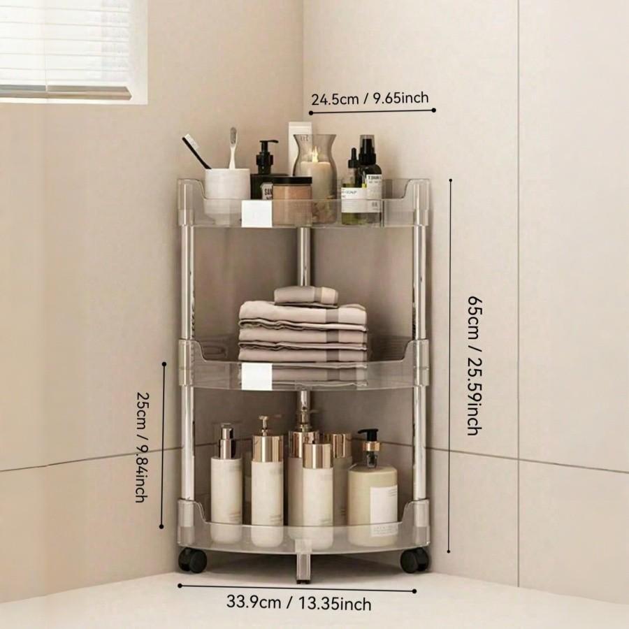 Multifunctional Bathroom Storage Rack, Transparent Corner Shelf, Multi-Layer Kitchen Organizer, Space-Saving Toilet Cabinet