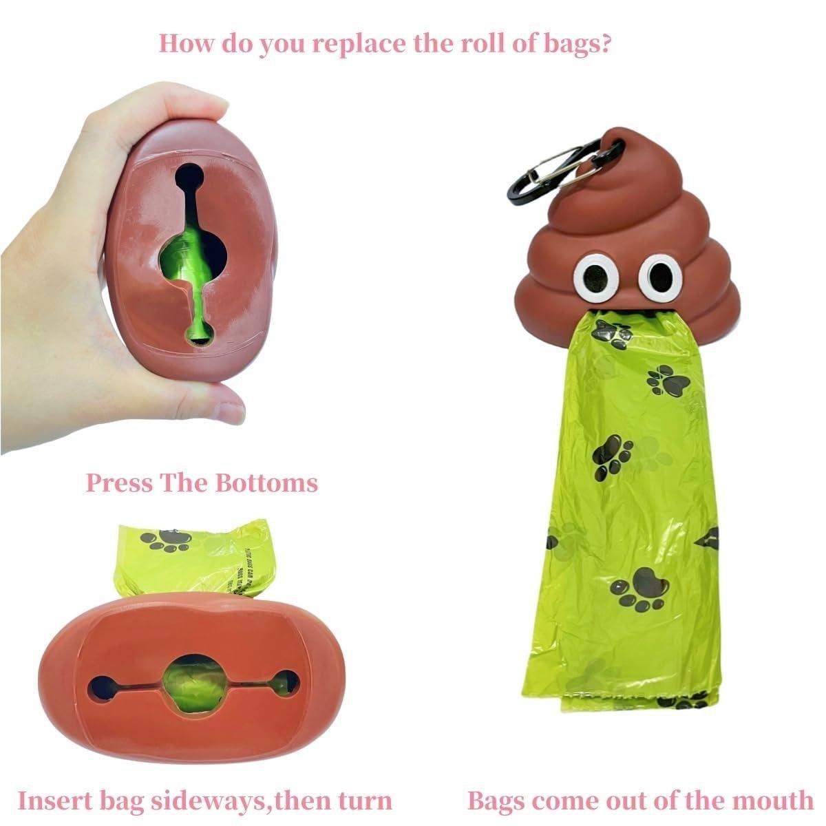 High-Quality Silicone Dog Poop Bag Dispenser, Portable Pet Waste Carrier, Outdoor Cleaning, Cute Practical Dog Poo Bag Holder