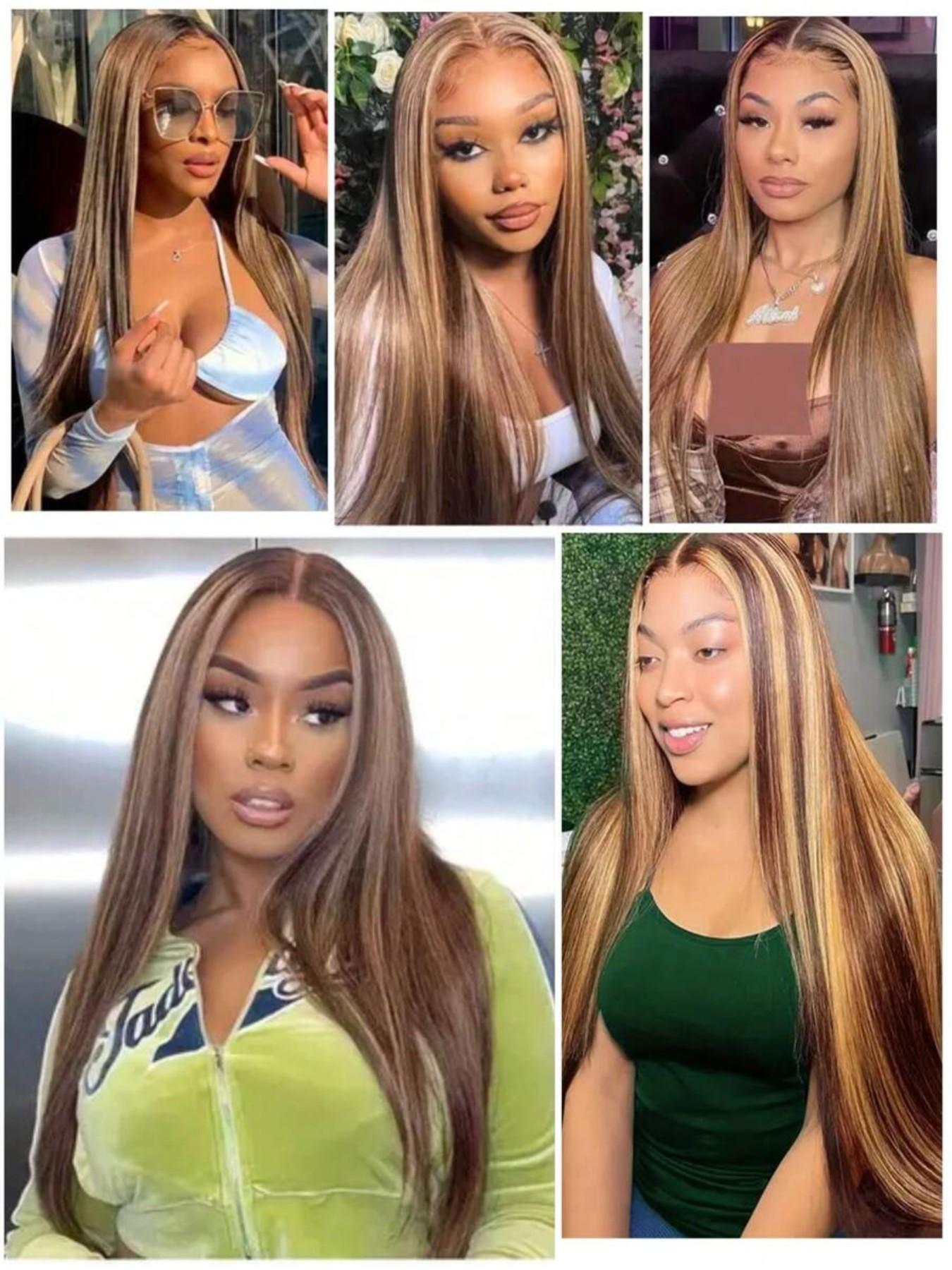 4x4 HD Lace Closure Wig Glueless Human Hair Wig P4/27 Color No Glue Needed Pre-Cut Lace Suitable for Women