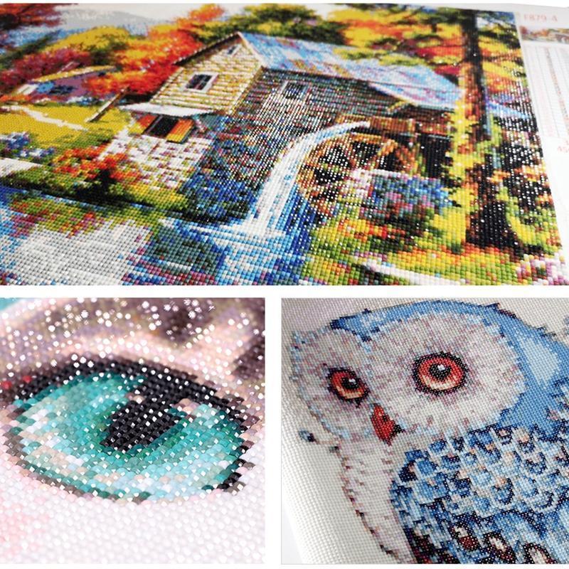5D DIY Diamond Painting Making Kit - Trippy Psychedelic Space Moon Tattoo Girl With Headphones, Full Round & Square Drill Rhinestones, Waterproof Stress Relief Cross Stitch Craft Supplies, Adult Handmade Living Room Bedroom Wall Art Gift