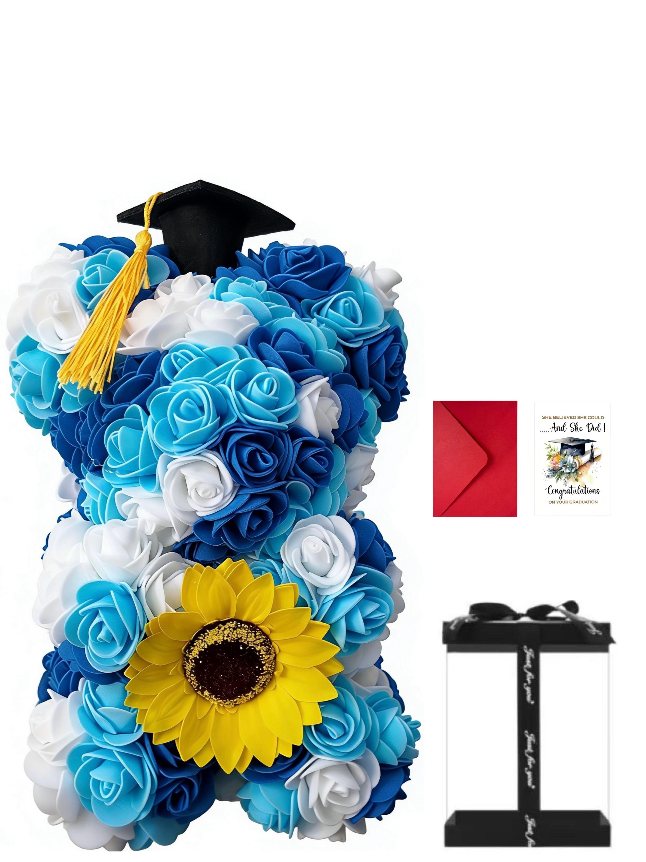 Eternal Rose Bear Bubble Flower Gift Set, Perfect Graduation Present, Unique Floral Design, Ideal for Special Occasions