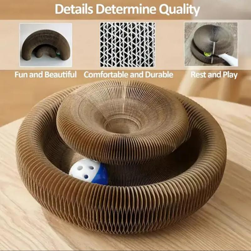 Magic Organ Cat Scratcher Board with Bell Ball, Interactive Cat Toy, Physical Exercise for Indoor Cats Toy- 1 Jingle Balls + Durable Cardboard Fun Interaction