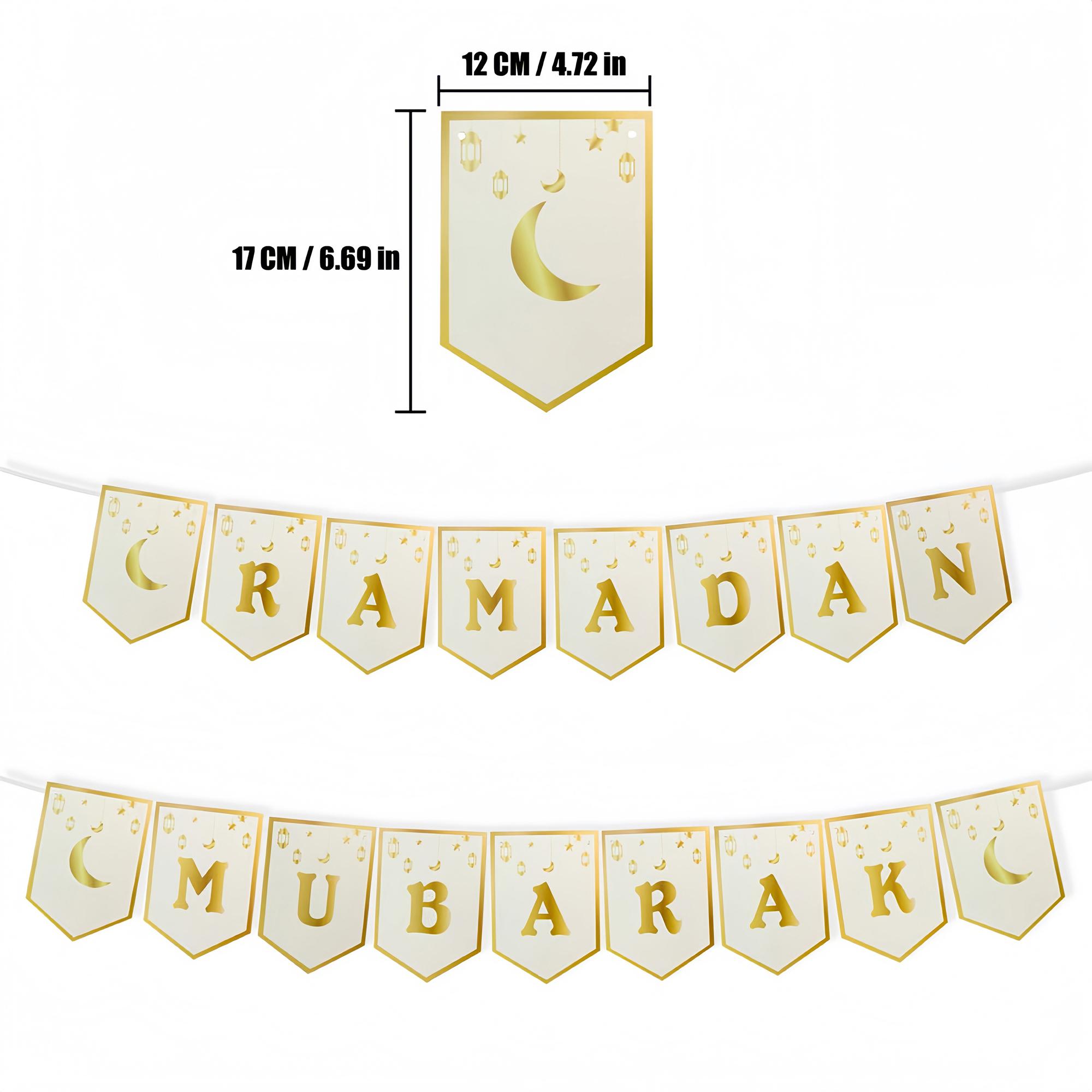 2sets Eid Mubarak Paper Banner Garland 2026 Ramadan Moon Star Hanging flag Home Ornaments Party Decoration Party Decorations Banners