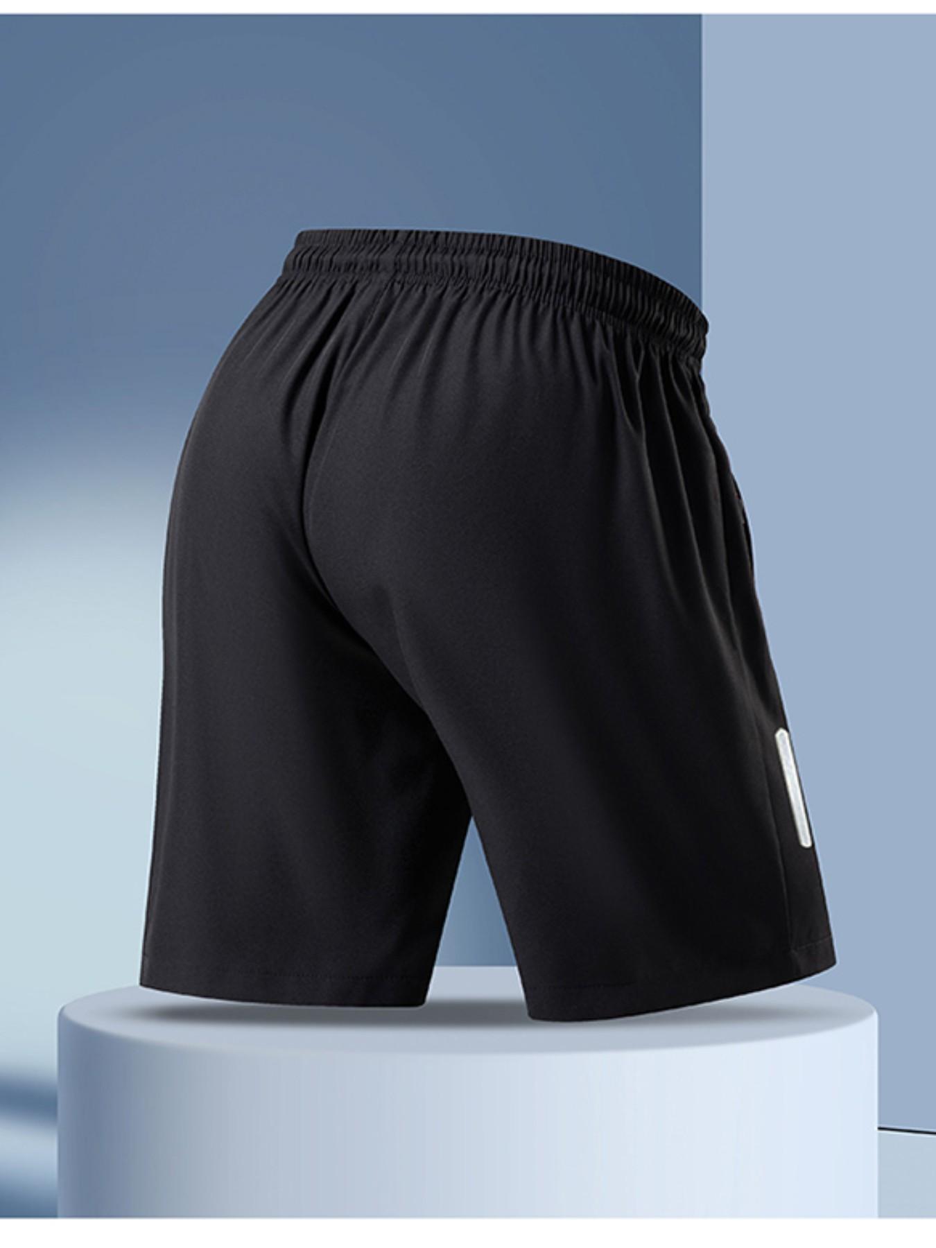 5-piece Men's Solid Drawstring Pocket Shorts, Casual Loose-Fitting Beach Vacation Wear, Breathable Summer Sports Pants, Daily Wear