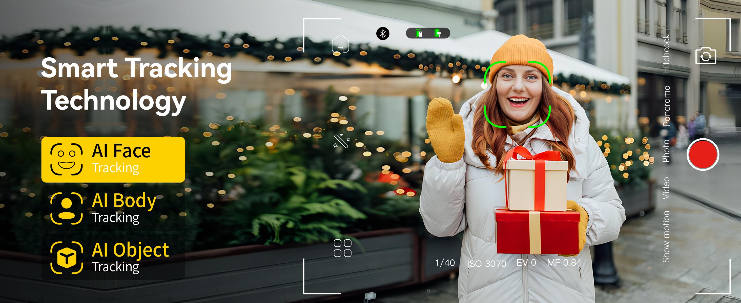 AOCHUAN Gimbal Stabilizer for iPhone, 3-Axis Smartphone Gimbal Built in 7.8' Extension Rod, Portable Gimbal Stabilizer w/OLED Display for iPhone/Android, Perfect for TikTok YouTube Vlogging-Smart X2 Black