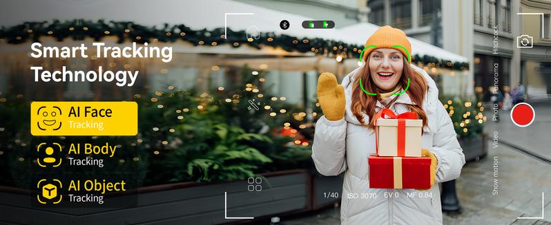 AOCHUAN Gimbal Stabilizer for iPhone, 3-Axis Smartphone Gimbal Built in 7.8' Extension Rod, Portable Gimbal Stabilizer w/OLED Display for iPhone/Android, Perfect for TikTok YouTube Vlogging-Smart X2 Black