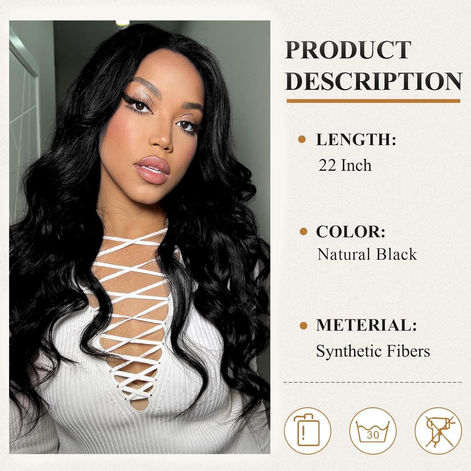 Body Wave V Part Wig Synthetic Wigs for Women Full Head Clip In Hair Wear and Go Glueless Hair Synthetic Wigs