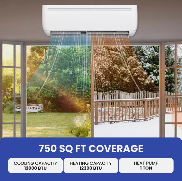 DWVO 9000 BTU 110V Mini Split Air Conditioner Heat Pump System Ductless Wifi SEER19