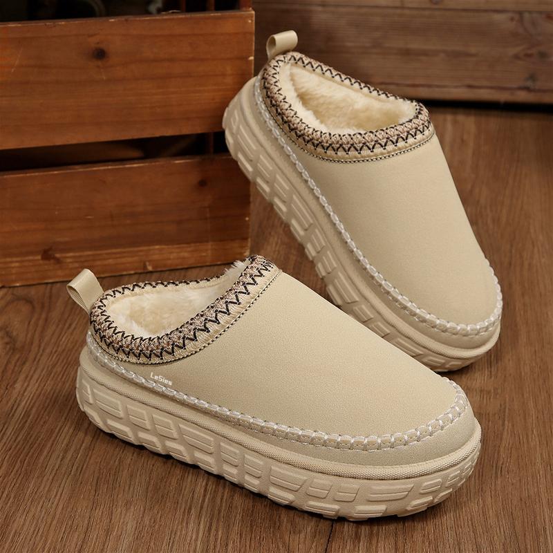 Cozy Platform Fuzzy Slippers for Women Short Ankle Mini Snow Boots with Anti-Slip Sole Lined with Winter Warm Furry Perfect for Indoor & Outdoor Shoes