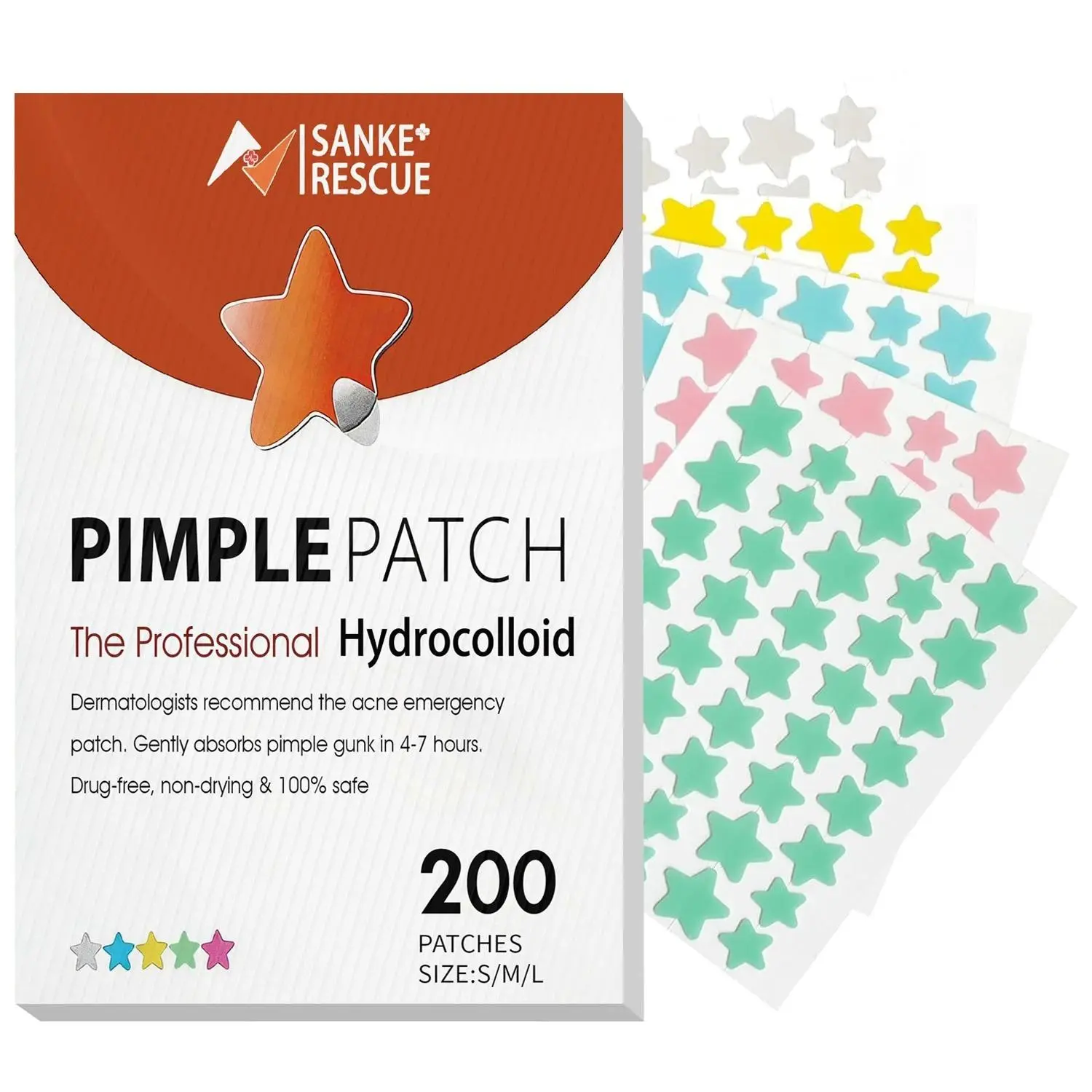 Acne pimple patch, hydrocolloid material, cute star shape pimple patch, contains tea tree oil, salicylic acid and centella asiatica oil |3 sizes: 10mm50pcs, 12mm100pcs, 14mm50pcs| 200pcs pack pimple clear skin,acne pimple master patch#GLOBAL PICKS