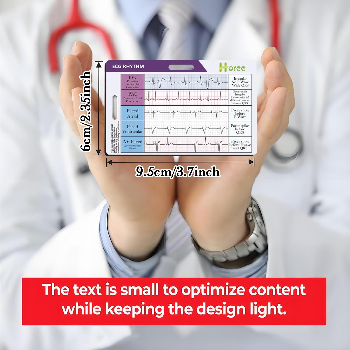 EKG Rhythm Interpretation Card, 2-piece Portable Reference Card, Rapid ...