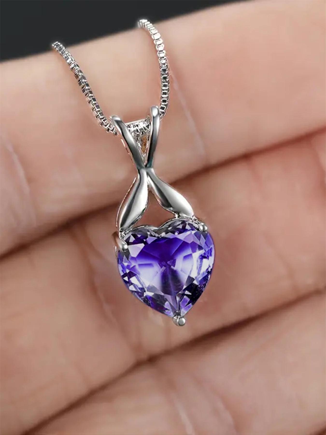 Elegant Heart Shaped Artificial Gemstone Pendant Necklace for Women for Gift, Fashion Matching Jewelry, Luxury Accessory for Party & Daily Wear, Valentine's Day, Gift