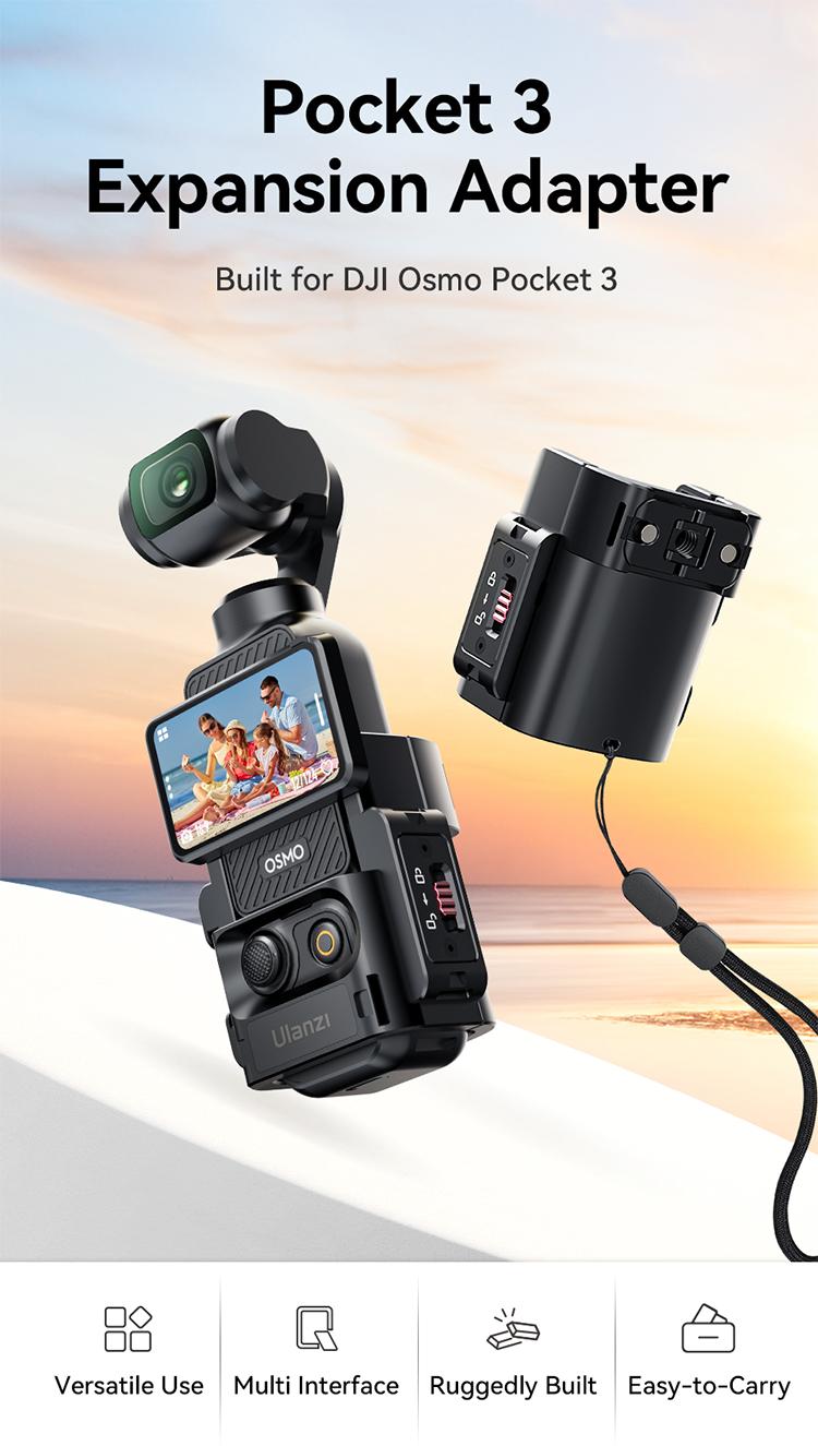 Ulanzi Pocket3 Accessories Collection, Expansion Adapter & Mini Tripod Kit for DJI Osmo Pocket 3 Mount with 1/4" Screw, Quick Release LED Light, Action Camera Accessories