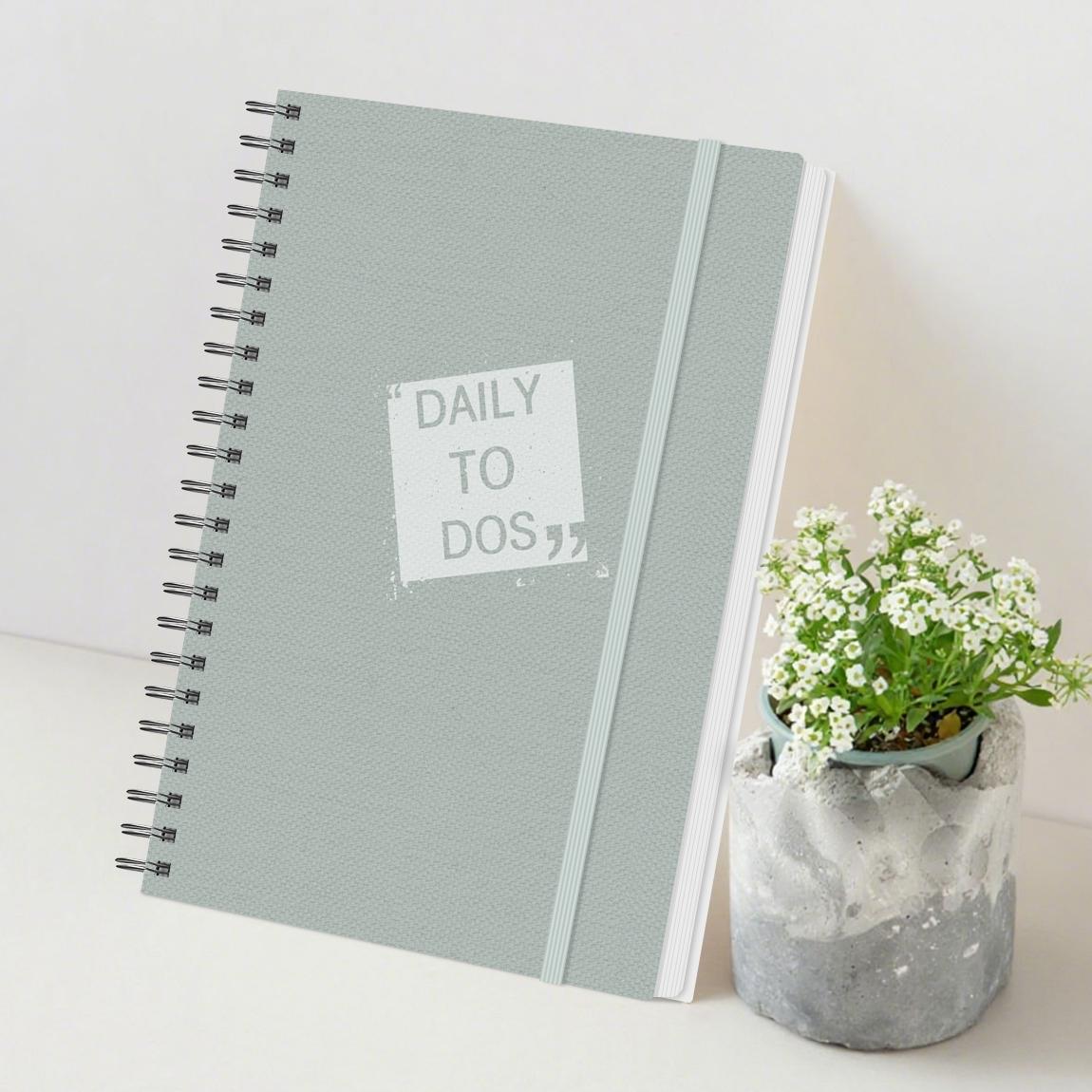 A5 Daily Planner Notebook, Spiral Coil Journal, Portable Elastic Band Schedule Manager, Task List Goal Tracker, Simple Office Study Memo Book