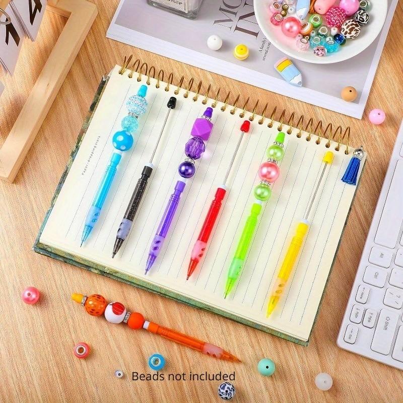 8pcs Rainbow DIY Beaded Pencils, Automatic Core Replacement No Sharpening, Drawing Writing Tool, Perfect Gift for Holidays Parties