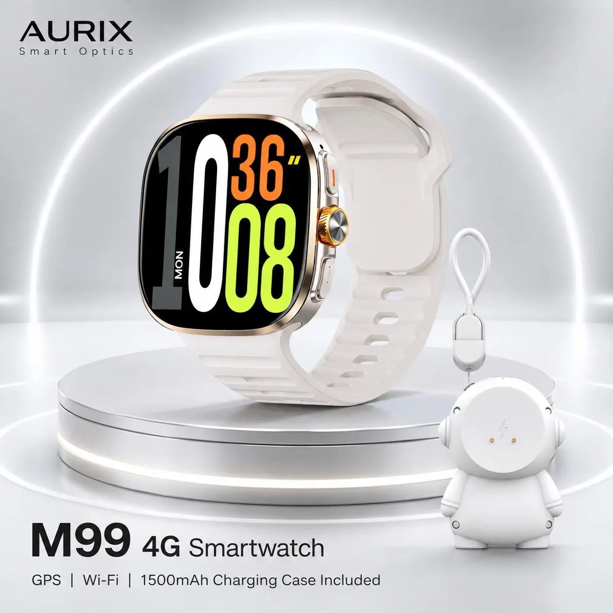 M99 4G Android Digital Smartwatch with Charging Case Business Luxury Style 2.4" AMOLED Display Rotating Camera for Men Daily Commute Fashion Smart Watch