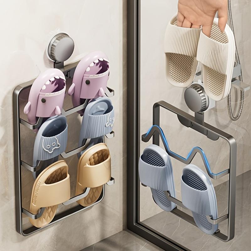 1 suction cup slipper rack, punch-free multi-layer slipper storage rack for bathrooms and toilets, wall-mounted draining rack for toilets, suitable for storing slippers and shoes in bathrooms and living rooms