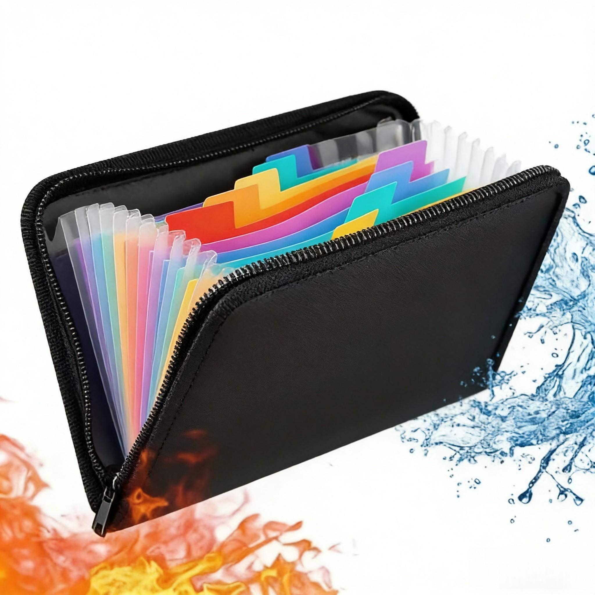 Fireproof Expanding File Folder, 13 Pockets Accordion File Folder, Important Document Organizer Holder with Labels, Paper Organizers, Portable File Organizer, Storage, Office Accessories
