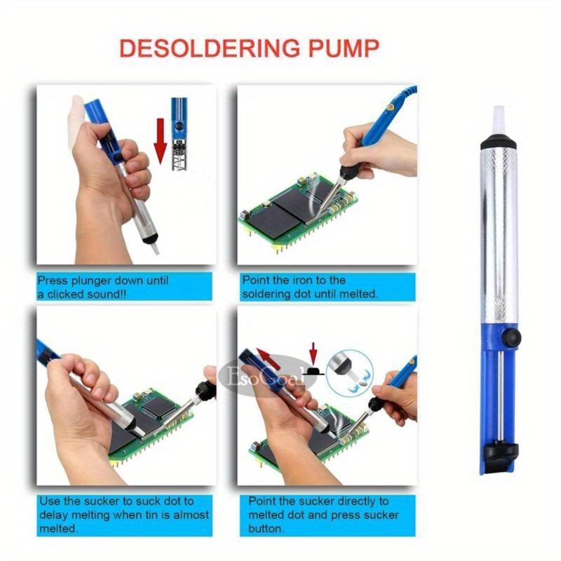 15Pcs/set 60W 220V Soldering Iron Set Electronic Iron Kit 200-450°C Adjustable Temperature Tool Kit Corded Solder Iron