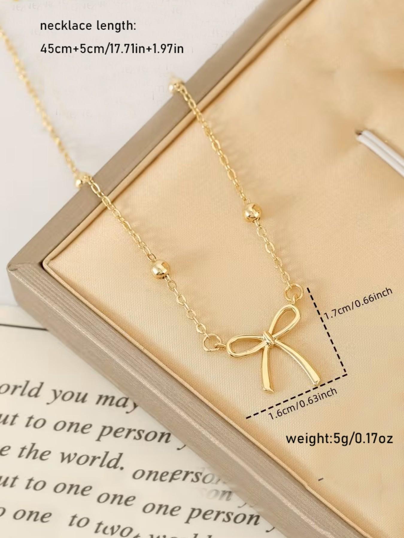 Women's Elegant Bow Necklace, 14k Pendant Chain, Teen Gift, Fashion Jewelry, Graduation Present, Mother's Day Gift