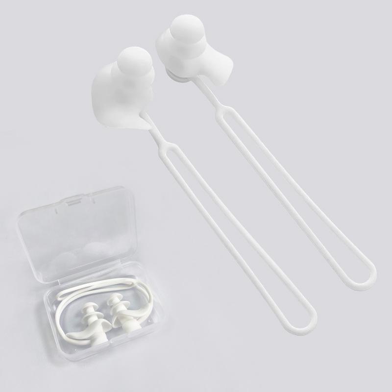 3-Layer Silicone Swim Ear Plugs with Lanyard, Waterproof and Anti-Loss, Adjustable Strap, Durable Swimming Accessories