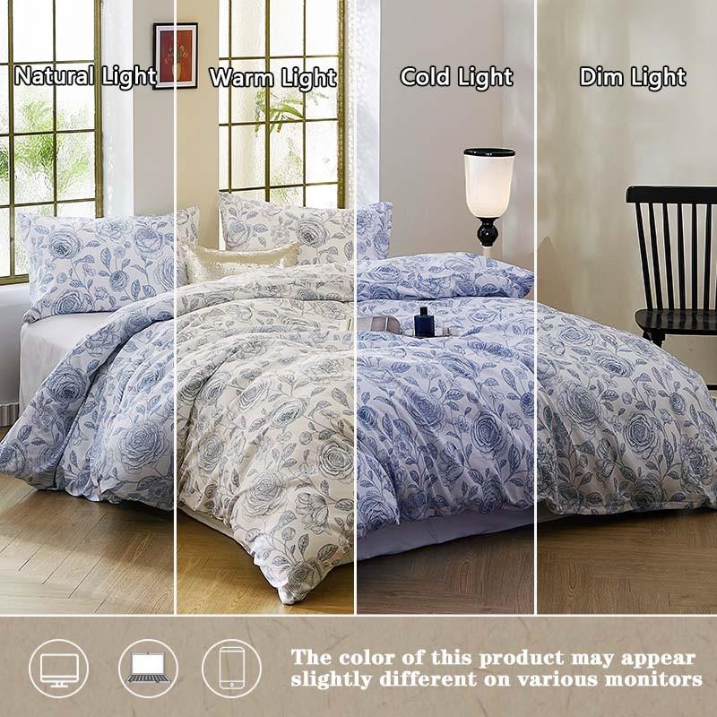 Rose Pattern Duvet Cover 3-Piece Set, Elegant and Romantic, Includes 1 Duvet Cover and 2 Pillowcases (Without Filling), Ideal for Modern Bedroom Decor.