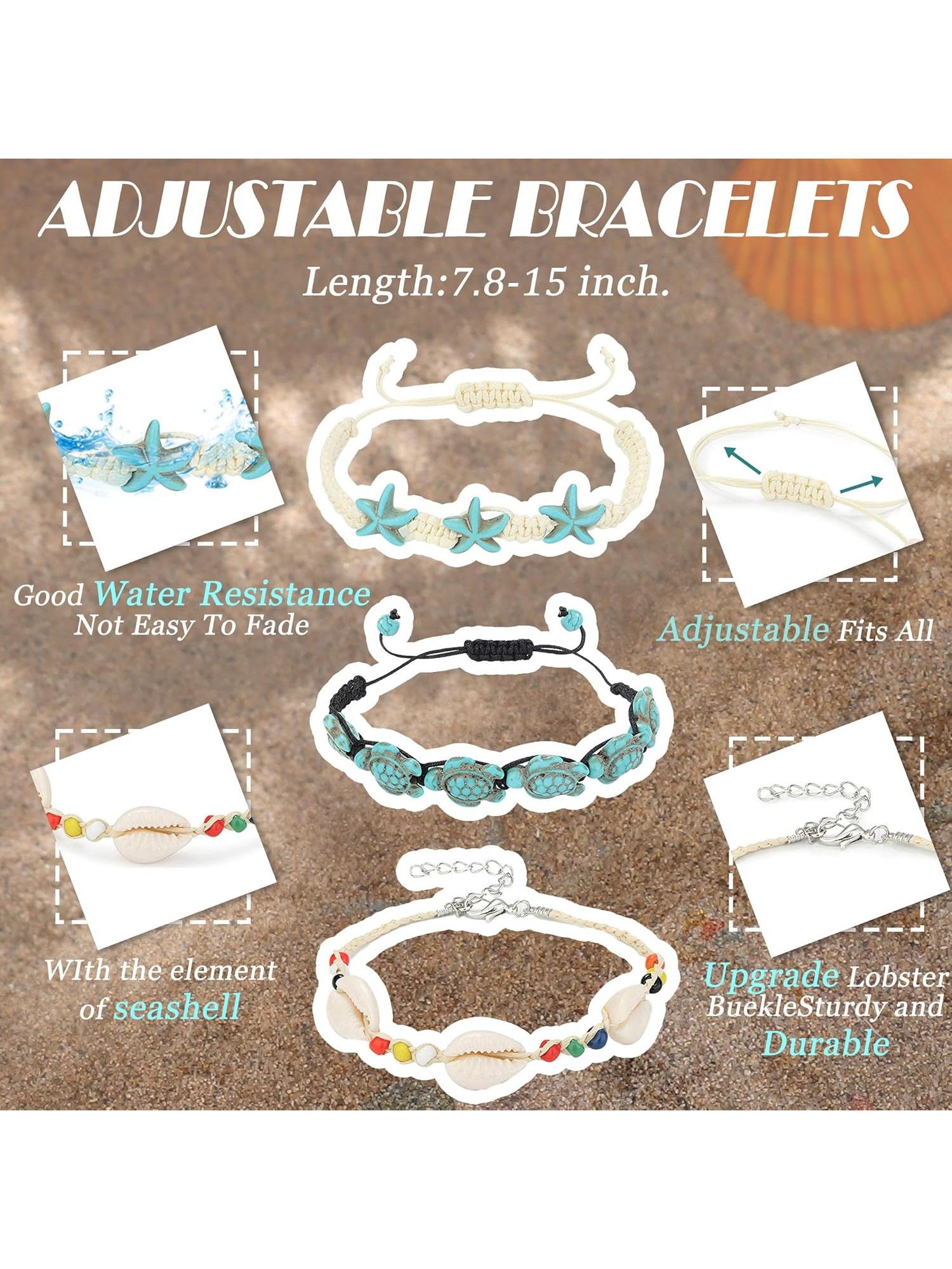 10PCS Shell Turtle Ankle Bracelets Handmade Boho Beaded Anklet Jewelry Adjustable Natural Cowrie Shell Beach Bead Anklet for Women