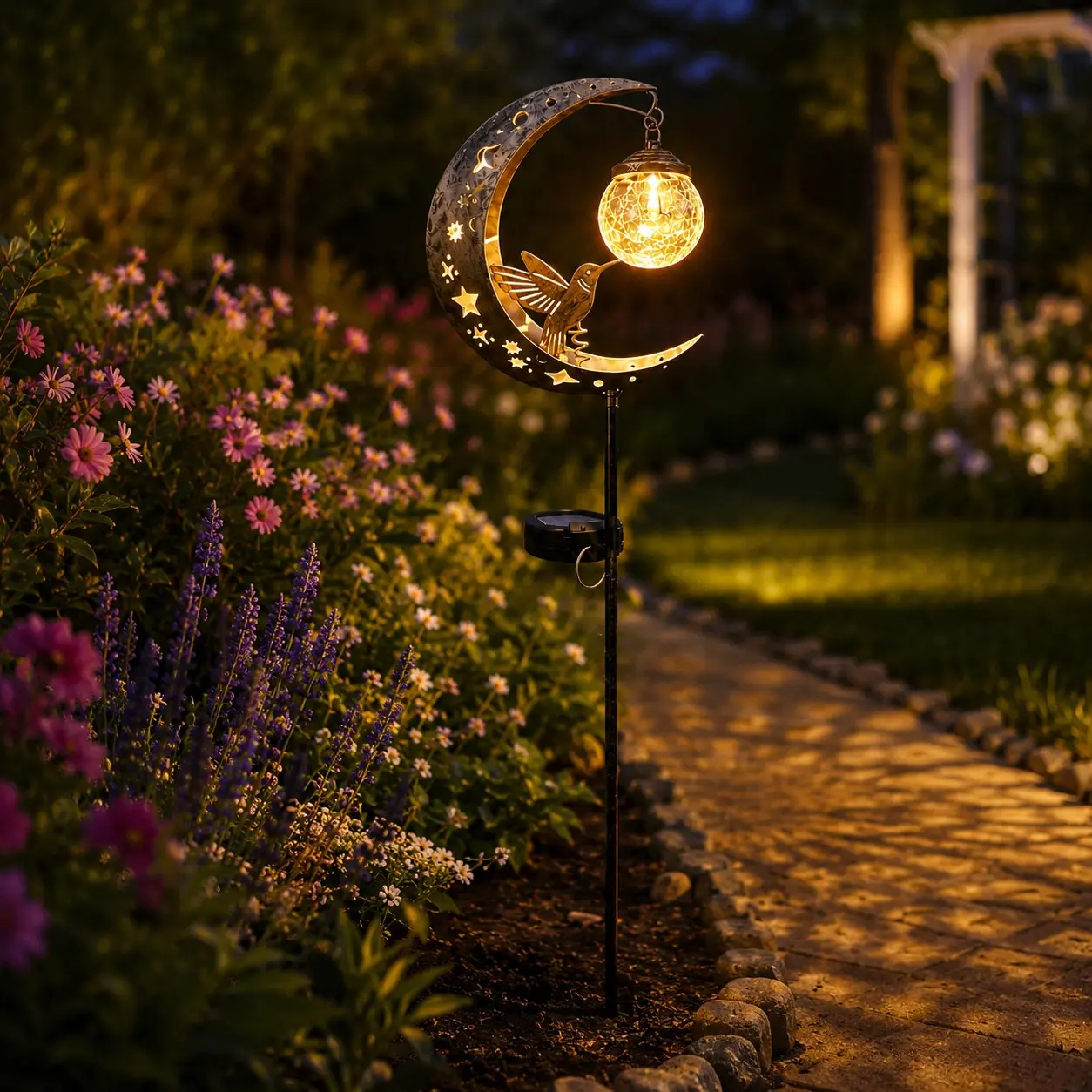 Solar Birdhouse Lawn Light, Iron Art Design with Broken Glass Ball, Auto Shutoff, Outdoor Garden Decor, Pathway Lighting, Holiday Gift, Outdoor Pathway Lights Solar Powered, Solar Decorative Lights