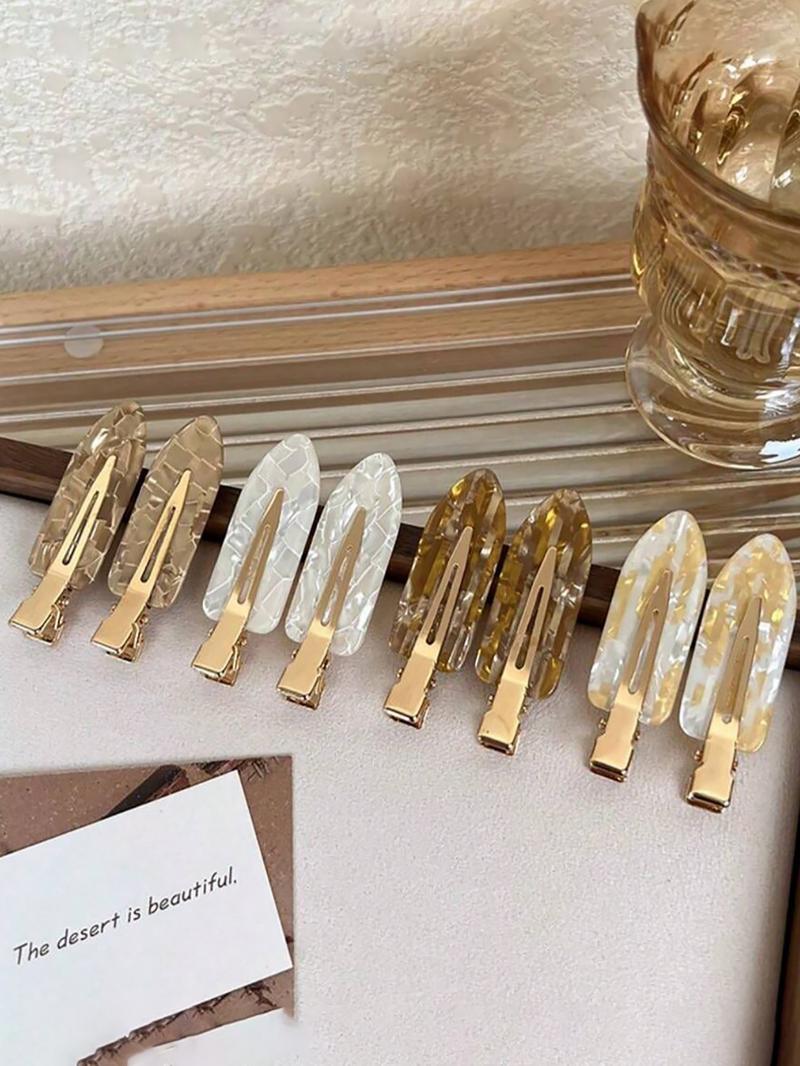 6pcs Set Acetate Hair Clips, Flat Hair Clips - Cute Oval Alligator Hair Clips For Women & Girls, Seamless Side Bangs Hairpin Set, Suitable For Updo & Bangs, Perfect For Daily Wear Hair Accessories, Fall, Travel