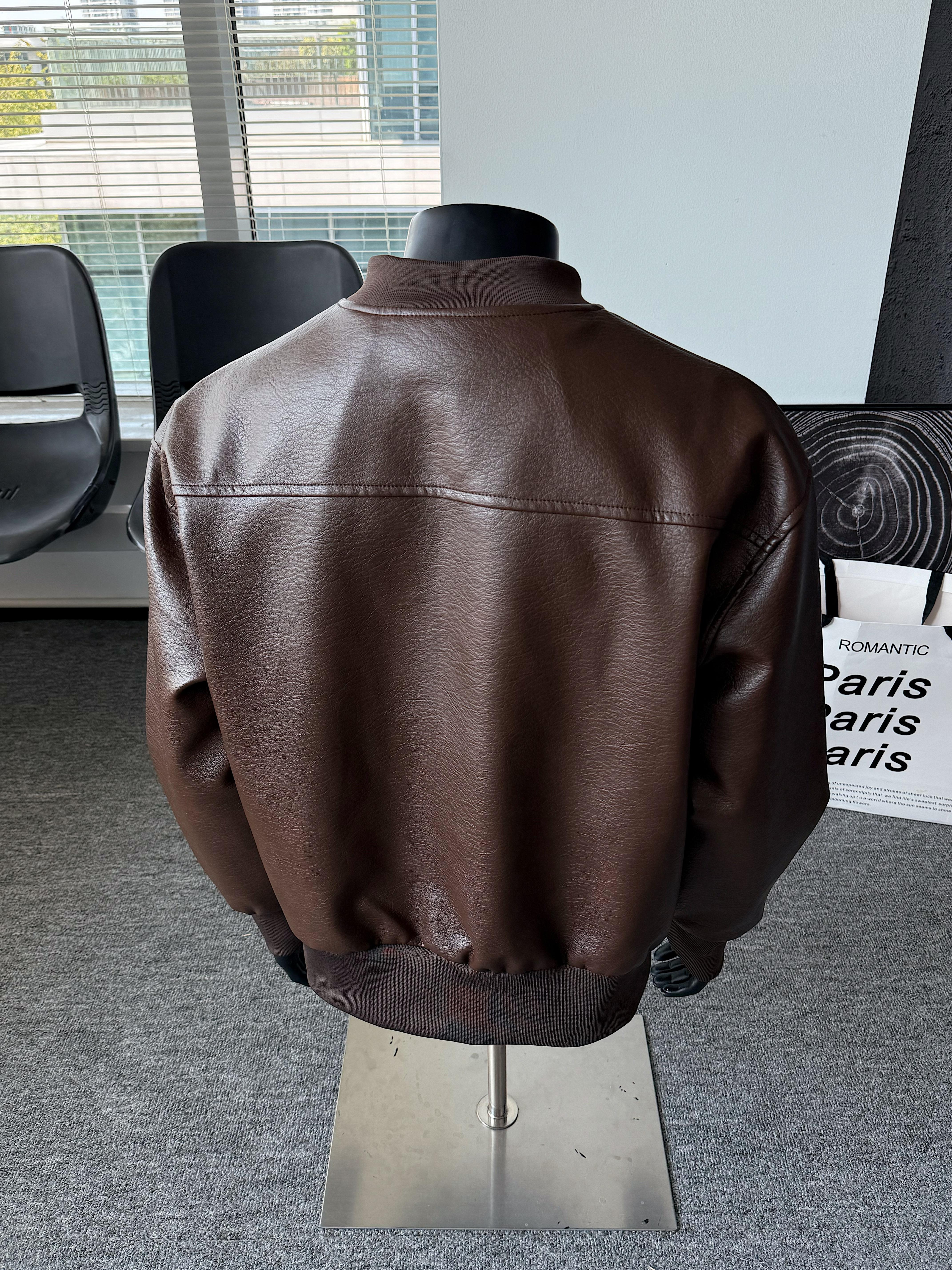 Men's Windproof Leather Jacket with Zipper Closure Solid Color Sport Style Pilot Motorcycle Model Multi-functional Outerwear Collared Neck Long Sleeve Fitted Casual Coats Men's Windproof Leather Jacket with Zipper Closure Solid Color Sport Style Pilot Motorcycle Model Multi-functional Outerwear Collared Neck Long Sleeve Fitted Casual Coats